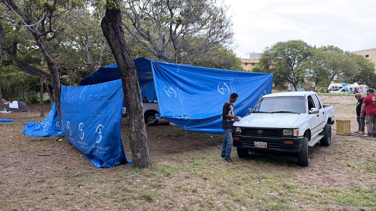Samaritan’s Purse donated these tents which we installed today for homeless families